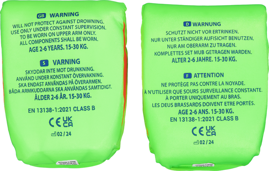 New sustainable Softies Foam Swim Armbands Lime/Orange                              2-6 year, 15-30 kg