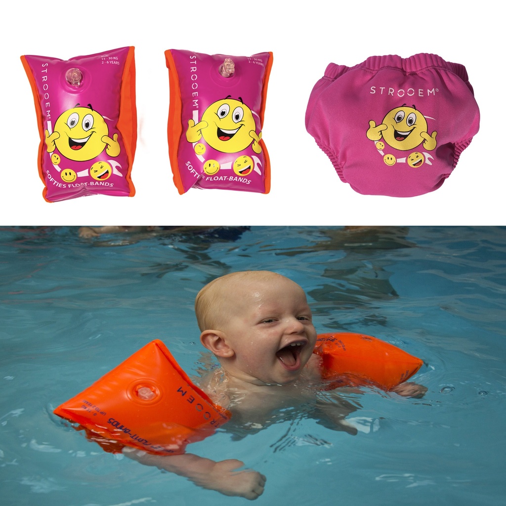 Strooem Swim Nappy one size&Softies Swim Armbands Pink 2-6 years