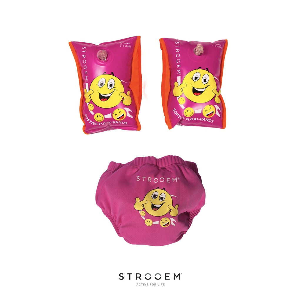 Strooem Swim Nappy one size&Softies Swim Armbands Pink 2-6 years