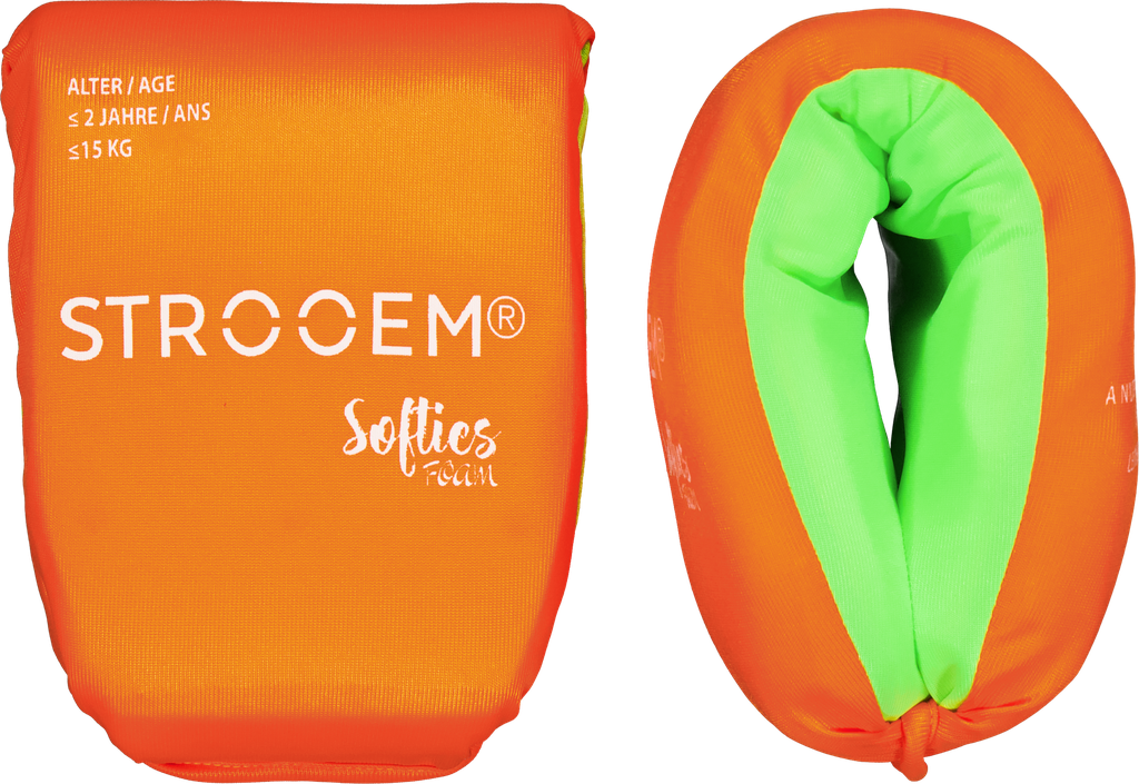New sustainable Softies Foam Swim Armbands, Orange-Lime,                             Up to 2 years, 0-15 kg