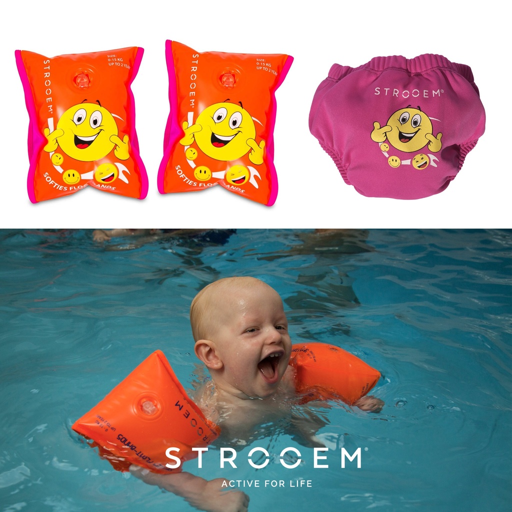Strooem Swim Nappy one size-Softies&Swim Armbands Pink 0-2 years 